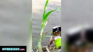 Mom fucked by stranger in river side son caught her on camera