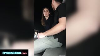 Sexy hooker giving bj in outdoor and taking cum in mouth