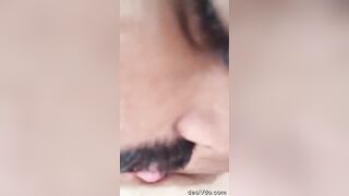 Haryanvi young boy licking her young gf tight pussy