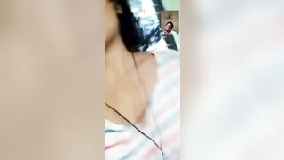 Horny girlfriend showing boobs to lover in vc