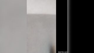 Girl pressed her big white milkey boobs
