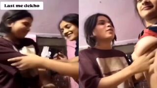 Desi hostel girl boobs pressing viral video